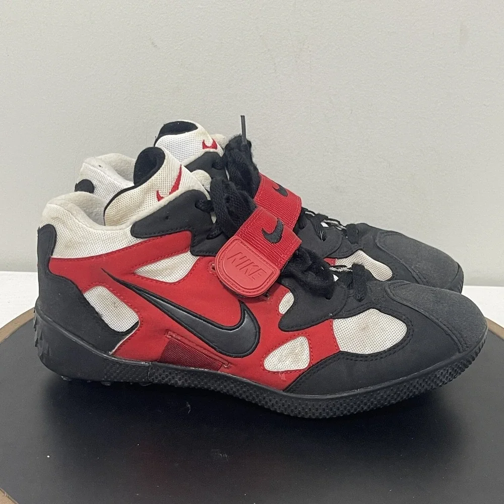 Vintage Nike Hammer Throwing Shoes Track Field‎ Spikes Red Black Size US 9.5